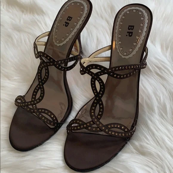BP women’s bronze beaded brown heels - Picture 1 of 6